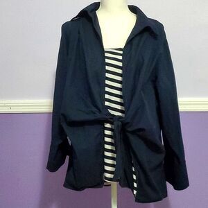 Lane Bryant Navy & White Tied Waist Blazer & Top Set Career Nautical Plus 18/20
